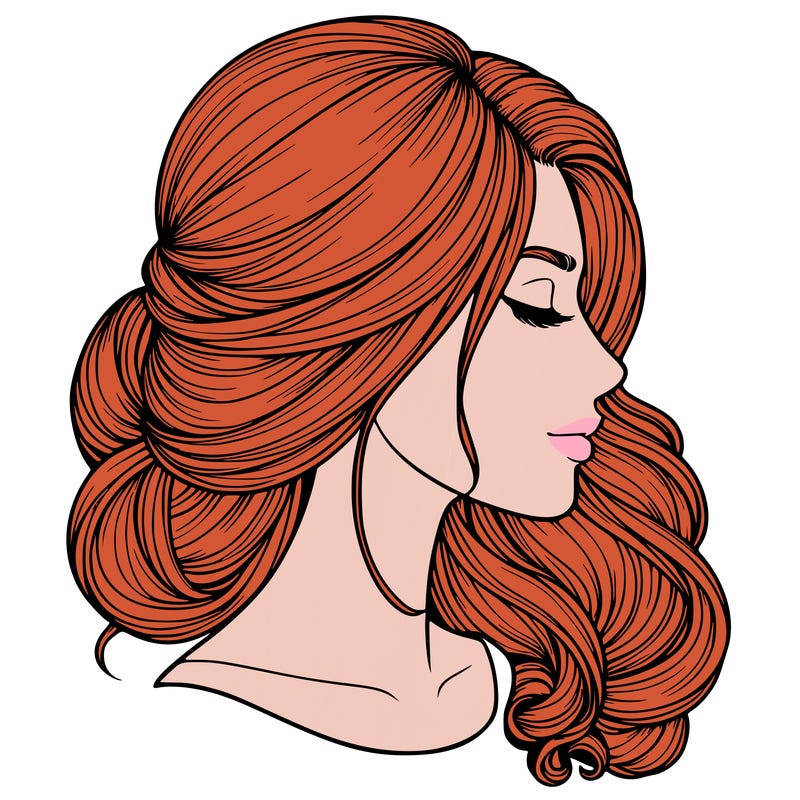 realistic woman's head & hair