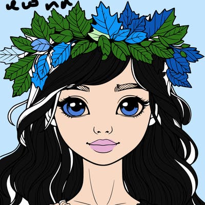 realistic girl with fall leaf crown