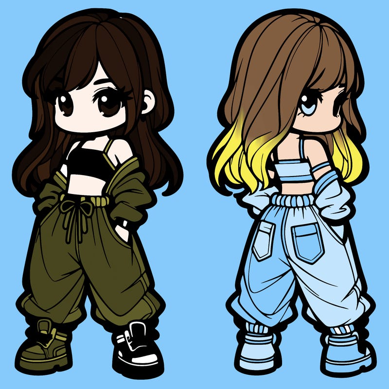 girl in crop top and baggy pants