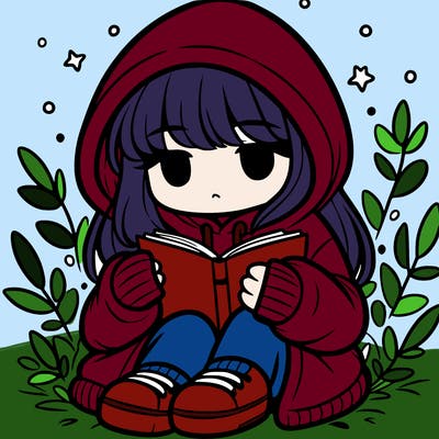girl in oversized hoodie reading a book