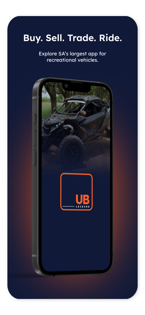 UB Leisure: Bikes Boats SxS - UB Leisure app home screen for buying selling and trading powersports vehicles