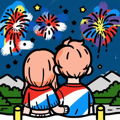 couple watching fireworks