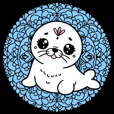 a cute baby seal mandala