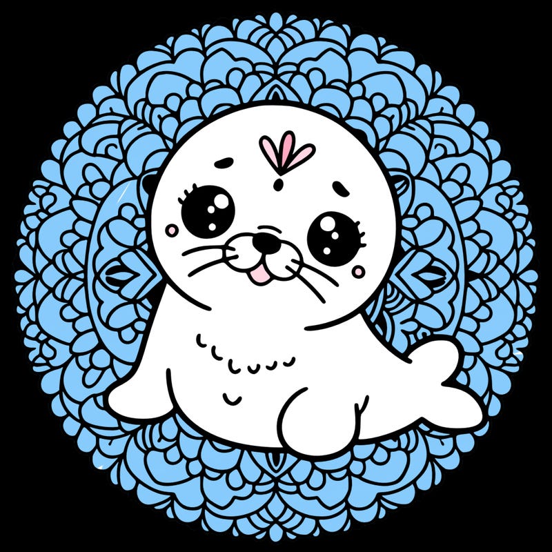 a cute baby seal mandala