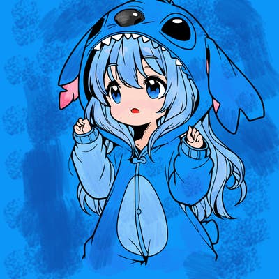 anime girl in a stitch onsie