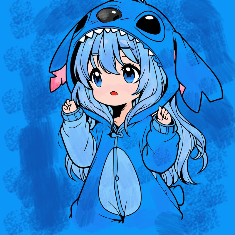 anime girl in a stitch onsie