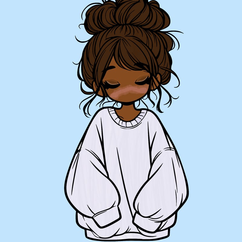 girl with baggy sweatshirt and messy bun