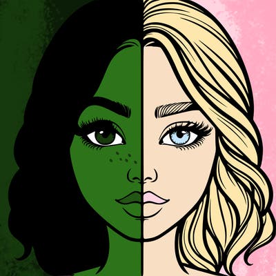 realistic girl split half