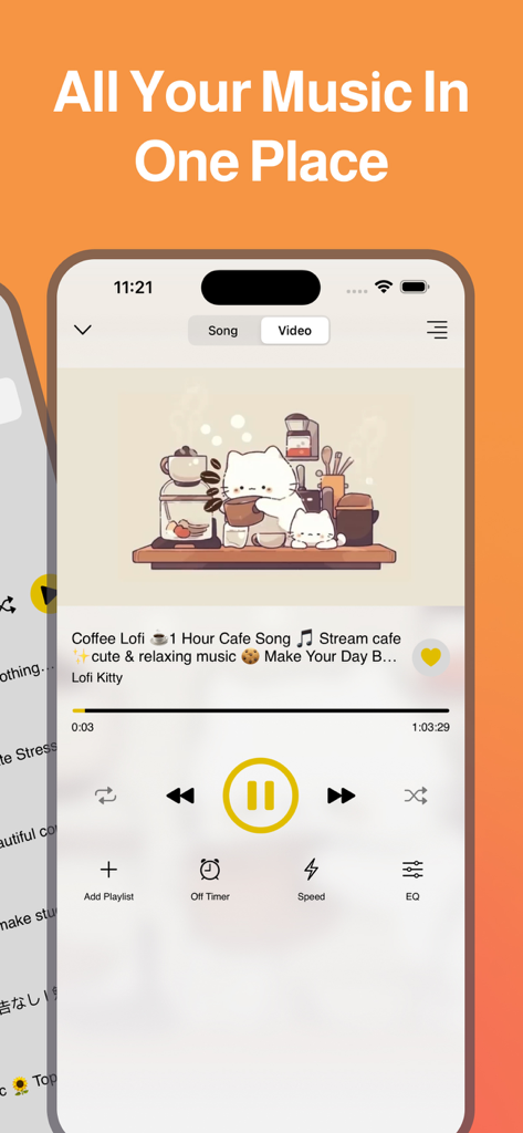 Muzi X - Music Video Streaming - Muzi X music player interface showing a lofi video with playback controls