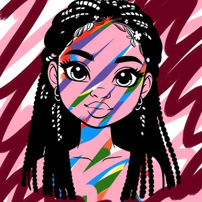 a realistic black girl with braids