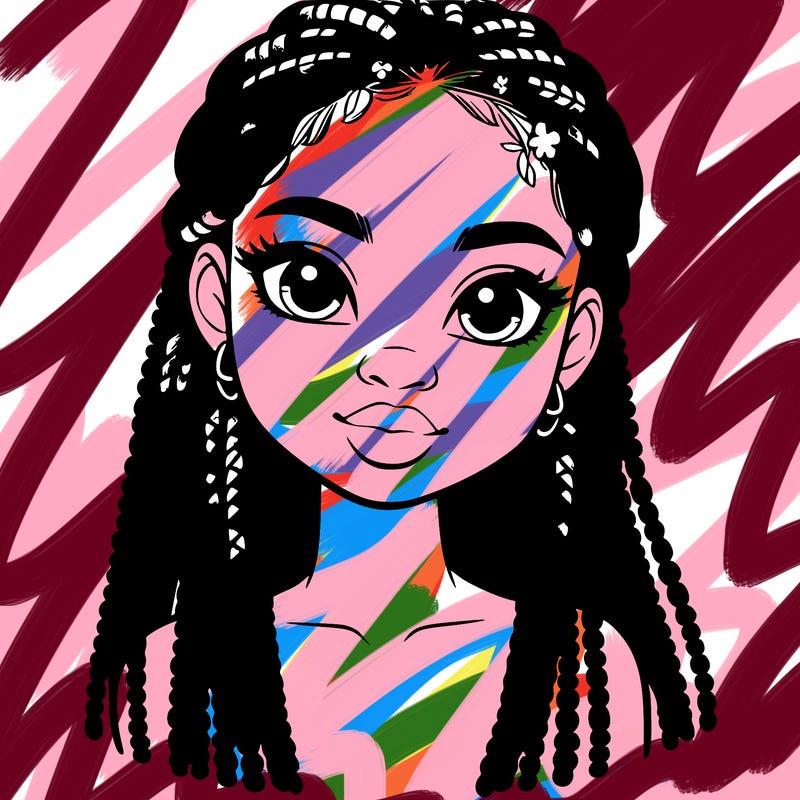 a realistic black girl with braids