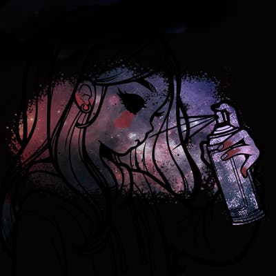 a realistic girl spray painting