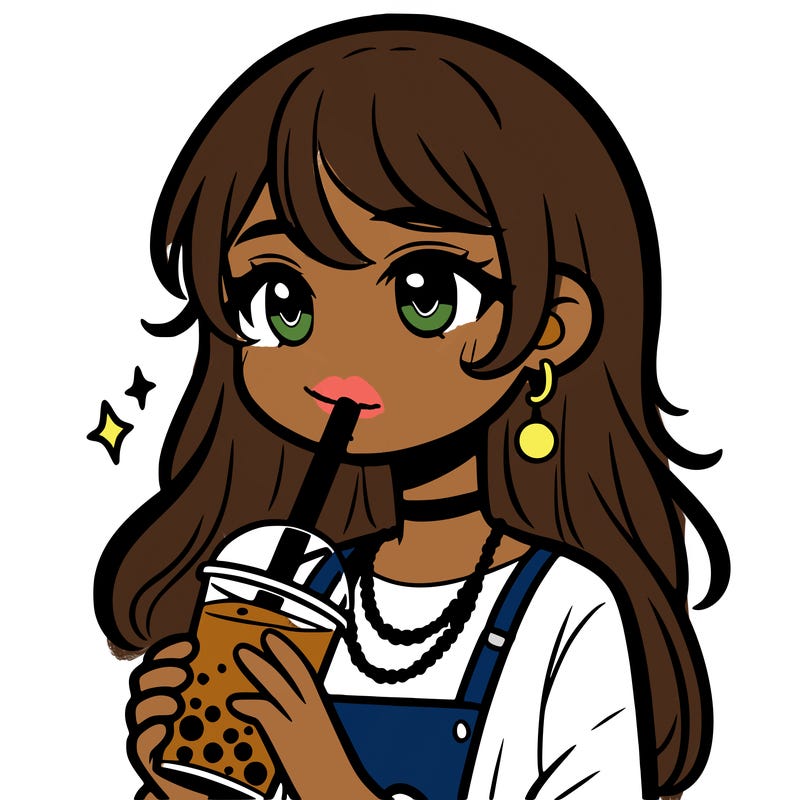 teenage girl drinking boba
