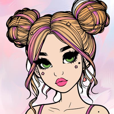 realistic girl with space buns