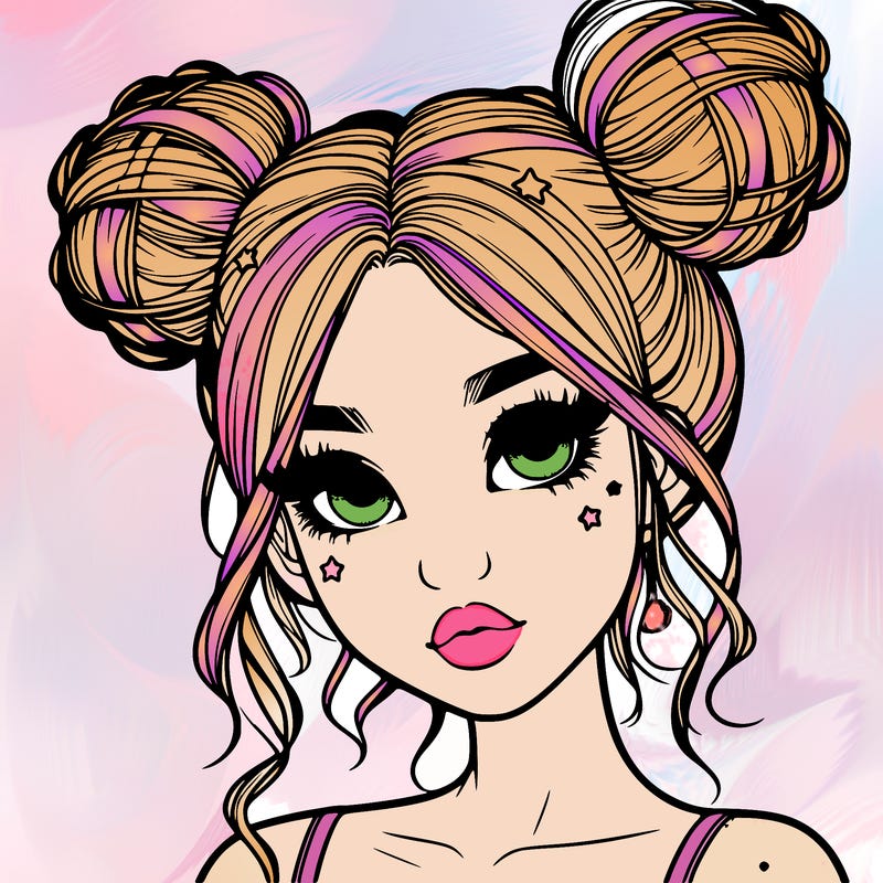 realistic girl with space buns