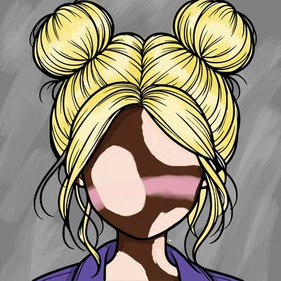 realistic girl with buns on the top of her hair