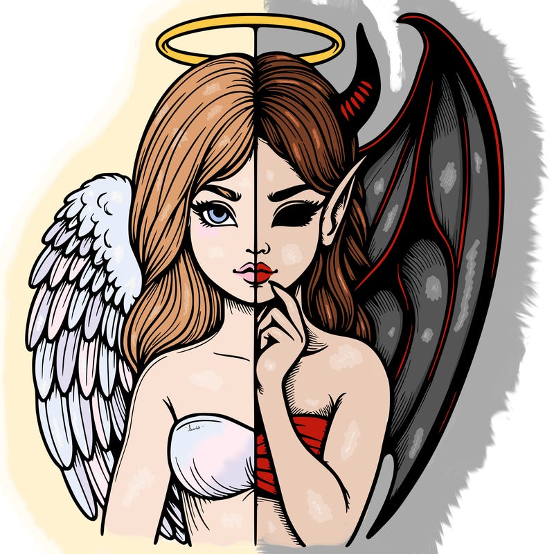 realistic angel half demon