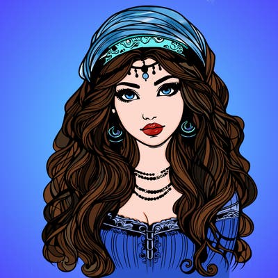 realistic beautiful mysterious gypsy girl