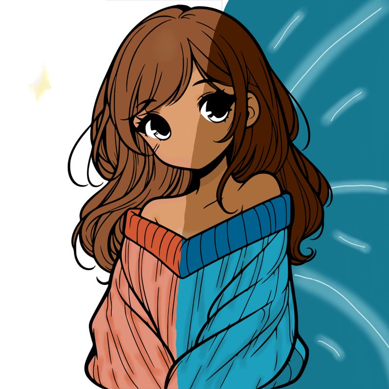 shy pretty girl wearing a sweater that is falling off one shoulder portrait