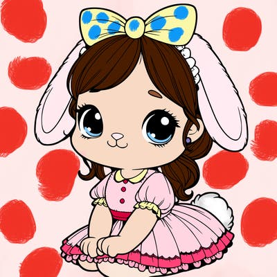 cute easter bunny girl realistic