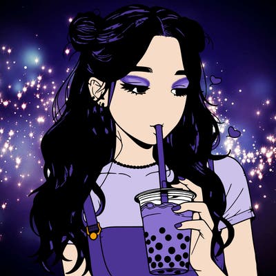 aesthetic realistic girl with boba