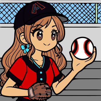 a girl at her baseball game