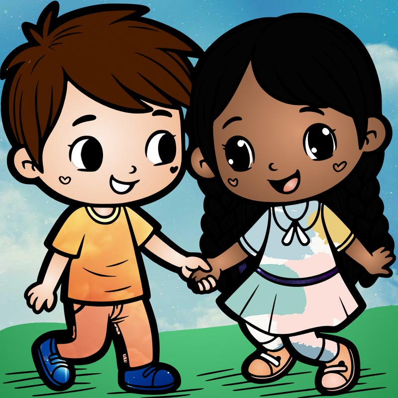 a boy and a girl being friends