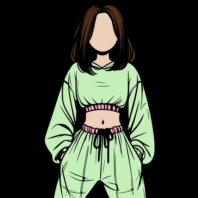 realistic girl faceless with baggy pants and a crop top