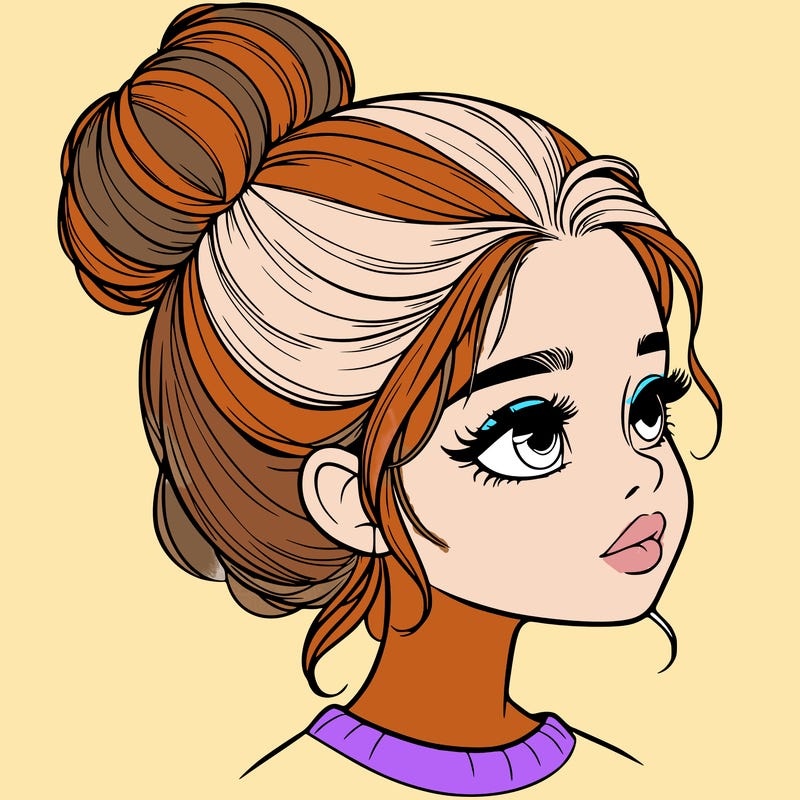 realistic girl with bun