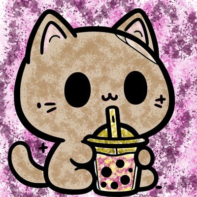 a cat drinking boba