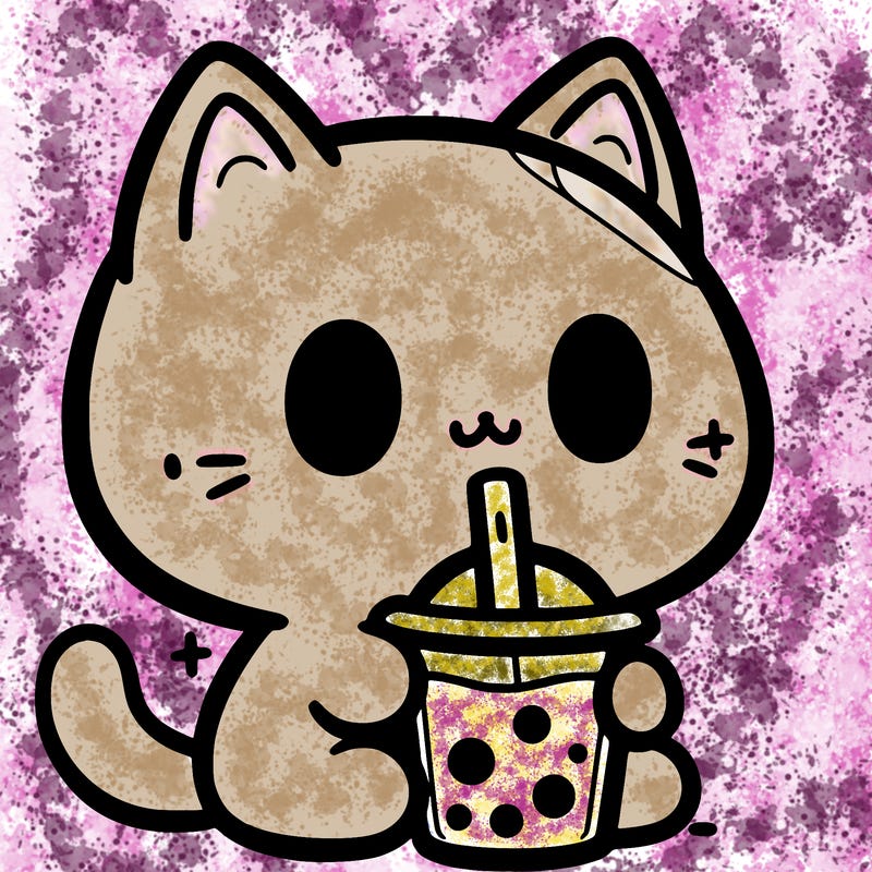 a cat drinking boba