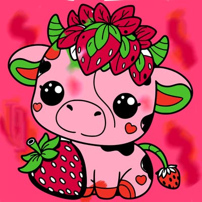 cute strawberry cow