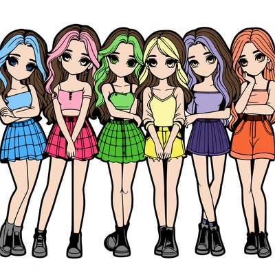 a group of girls realistic