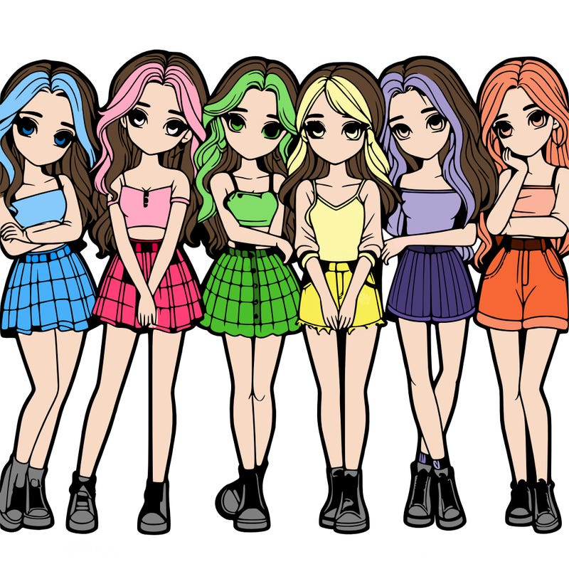 a group of girls realistic