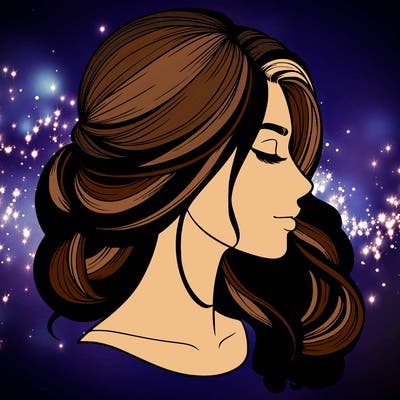 realistic woman's head & hair