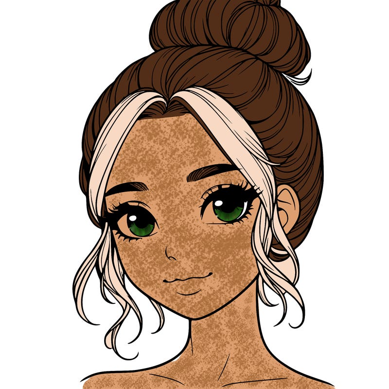 realistic pretty girl with hair in bun