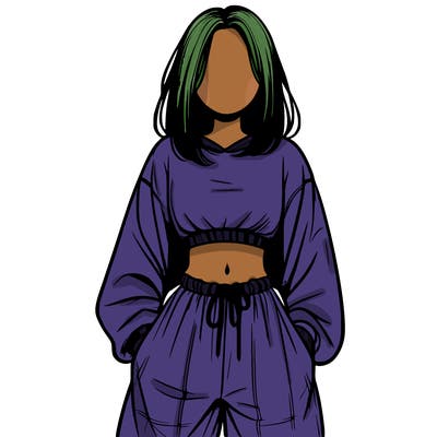 realistic girl faceless with baggy pants and a crop top