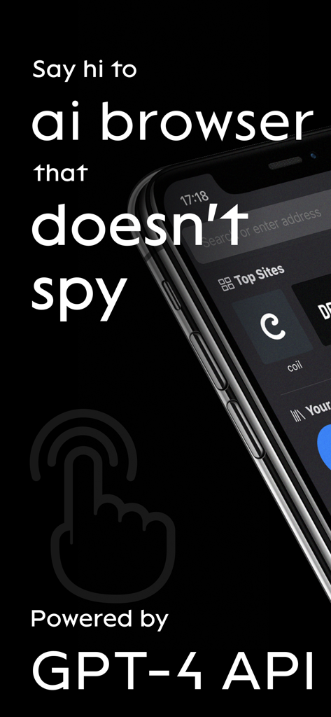 Puma Browser: Ai Chat & GPT - Puma Browser interface highlighting privacy features and GPT-4 AI integration