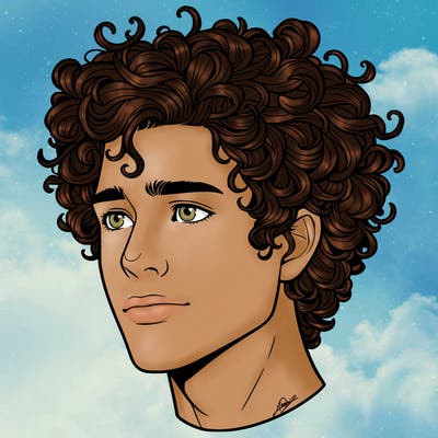 realistic guy with curly hair