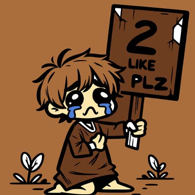 small poor toddler crying with sign that says 2 like plz
