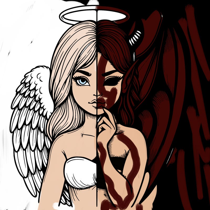 realistic angel half demon