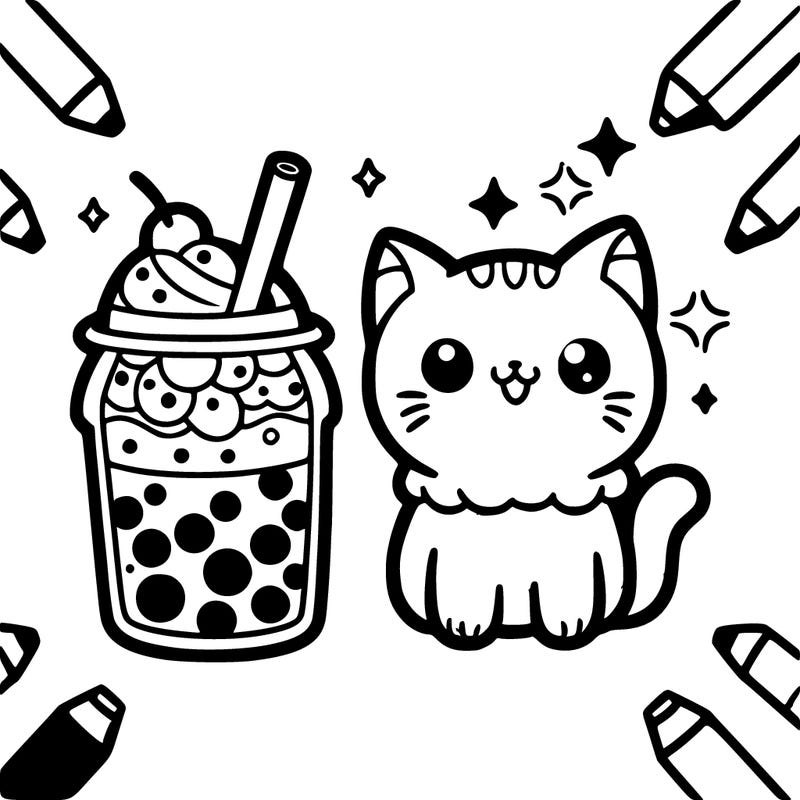 boba tea with a cat