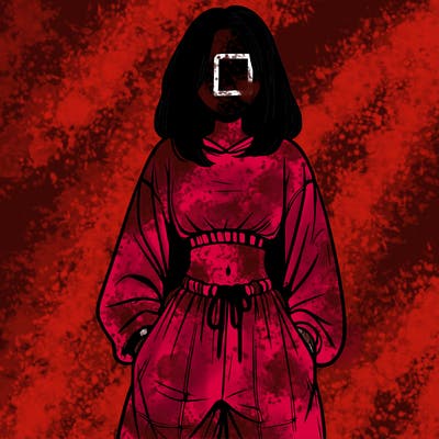 realistic girl faceless with baggy pants and a crop top