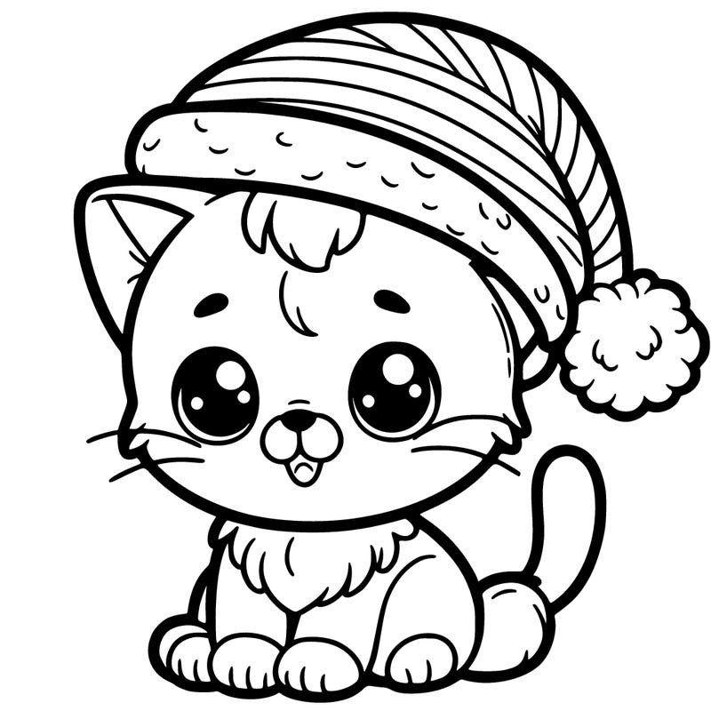 kitten with christmas hat