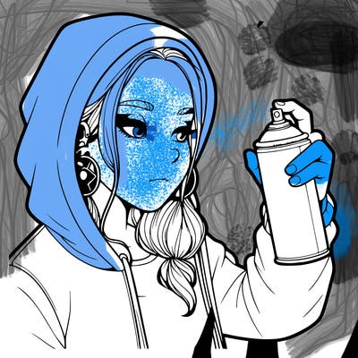 a realistic girl, spray painting