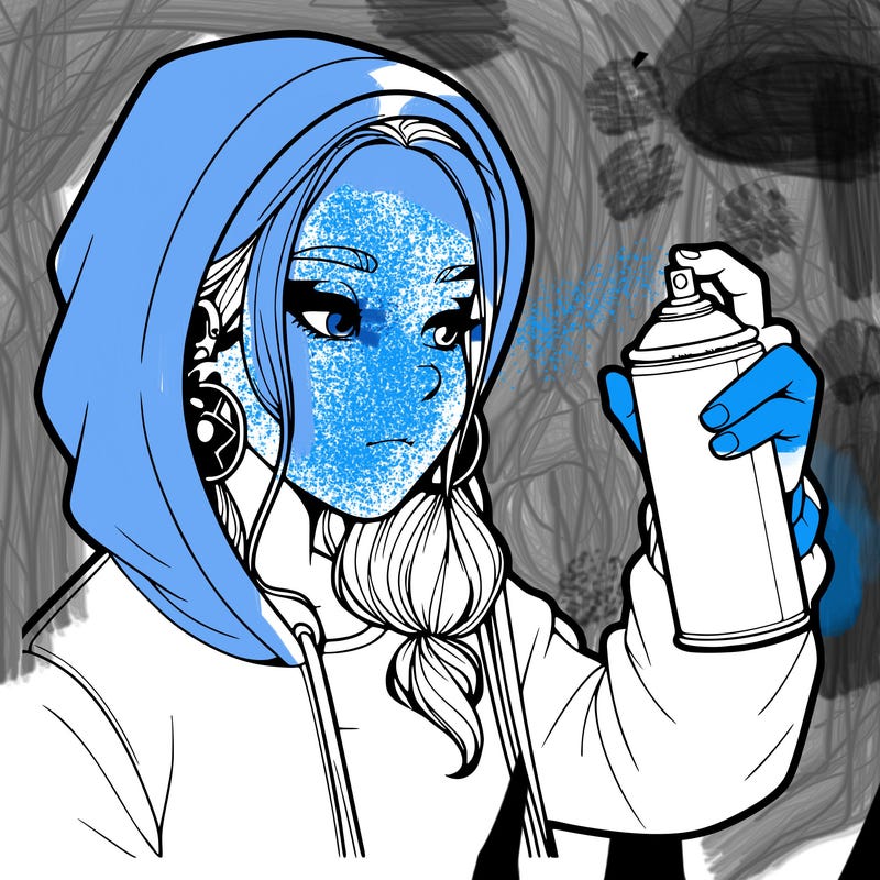 a realistic girl, spray painting