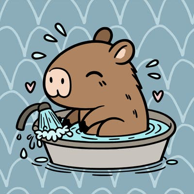 capybara taking a bath