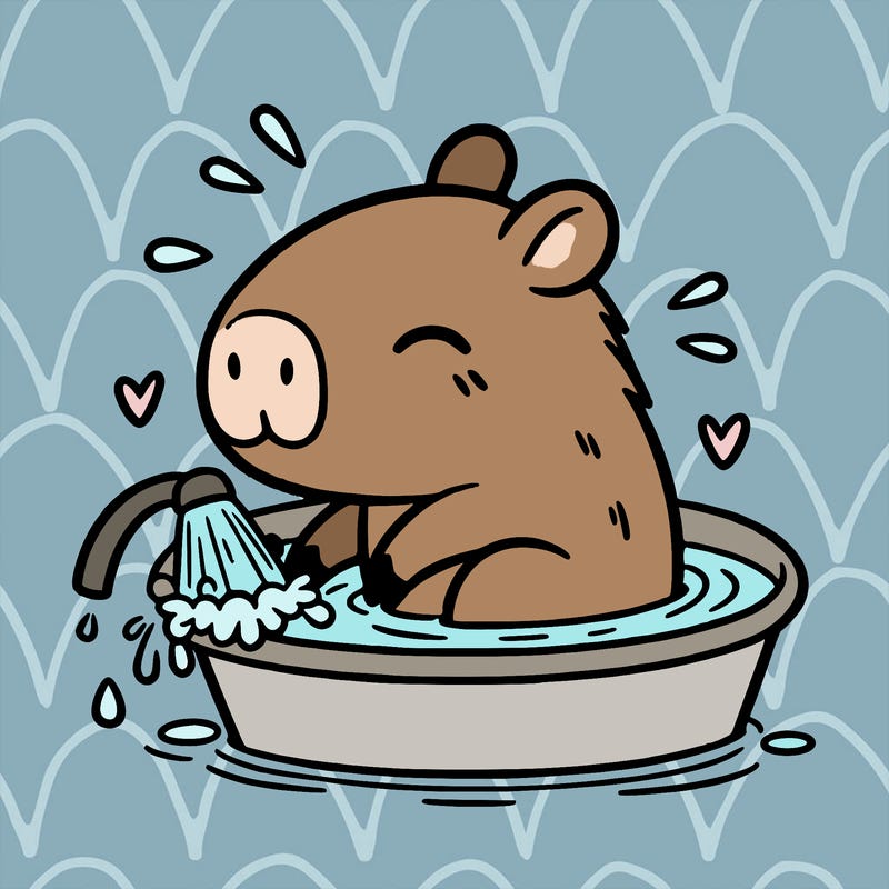 capybara taking a bath