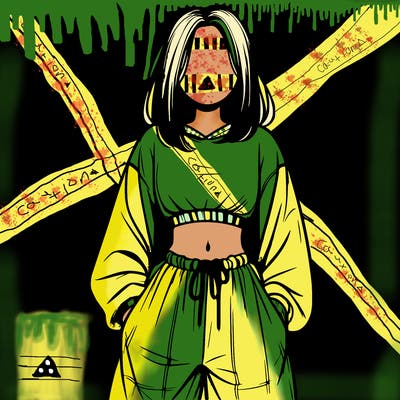 realistic girl faceless with baggy pants and a crop top