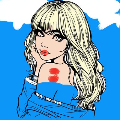 realistic girl with bangs looking over her shoulder